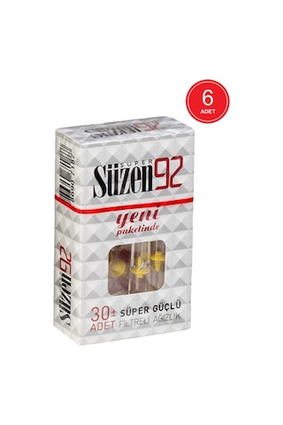 Süzen92 Süper Güçlü Filtreli Ağızlık 30'lu x 6 Paket