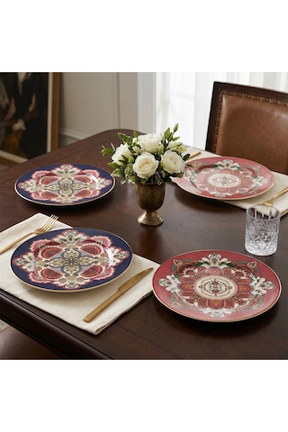 Lucky Art Etro Bone 4 Lü Servis Tabağı Seti 27 Cm Lyhd 778 Çok Renkli