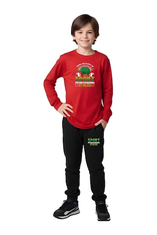 3'lü Erkek Çocuk Baskı Detaylı Sıfır Yaka Alt-üst Takım Çok Renkli