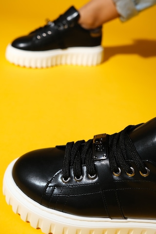 Luvishoes Luvi Shoes Andro Siyah Platin Kalın Tabanlı Kadın Spor Ayakkabı Siyah