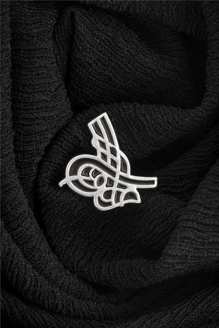 925 Ayar Gümüş Tuğralı Rozet -8062 Gümüş