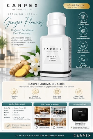 Carpex Aroma Oil 200 Ml Premium Koku Kartuş Ginger Flowers K.t. Günlük