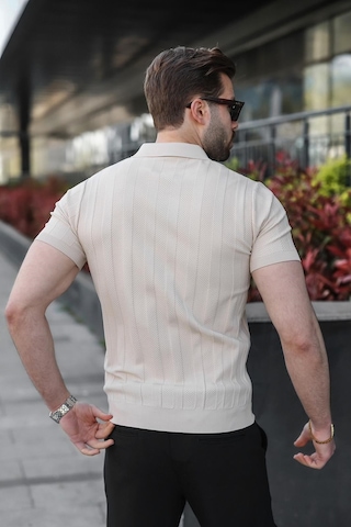 Madmext Taş Rengi Slim Fit Polo Yaka Triko Erkek Tişört E7491