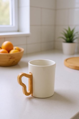 Bambum Fugu - Bambu Standlı 4'lü Kupa Seti Beyaz