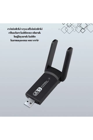 Ac1200 Usb Wifi Adaptör 1200 Mbps Dual Band 2.4ghz 5ghz Kablosuz Ağ Alıcısı