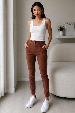 Fit Women Yüksel Bel Nervür Dikişli İspanyol Paça Pantolon 4622 -kiremit