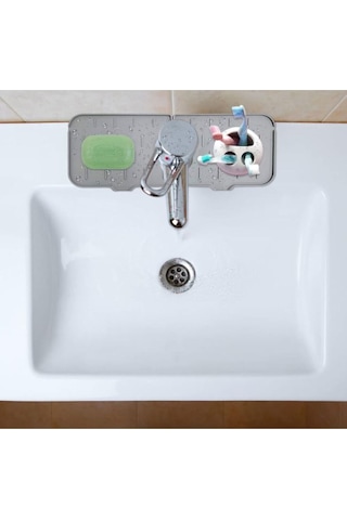 Su Tutucu Musluk Matı -mutfak Ve Banyo Için Koruyucu Lavabo, Musluk Ve Batarya Matı Silikon Gri Diğer