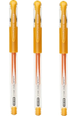Uniball Signo Needle 0.38 İğne Uçlu Jel Kalem Altın Sarısı Üç Adet