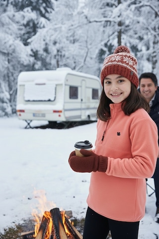 Lela Yumuşak Dokulu Fermuarlı Dik Yaka Şardonlu Kışlık Unisex Çocuk Polar 5905002 Somon