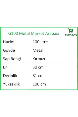 G100 Metal Market Alışveriş Arabası 100 Litre