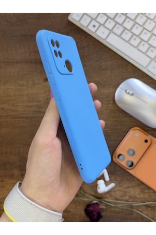 Redmi 10c / Poco C40 Uyumlu Kamera Korumalı Darbeye Dayanıklı Renk Atmayan Fab Silikon Kılıf Mavi