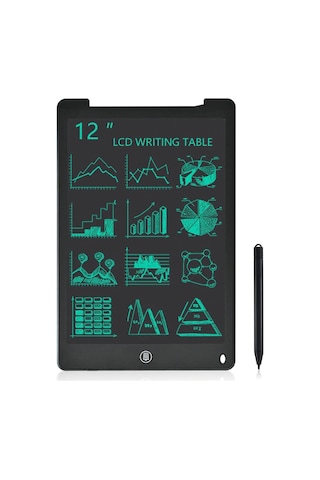 12 Inc Büyük Boy Dijital Lcd Ekran Kalemli Çocuk Yazı Çizim Writing Grafik Not Yazma Eğitim Tableti