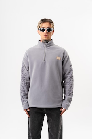 Respire Erkek Ffb Yarım Fermuarlı Oversize Polar Ceket Gri