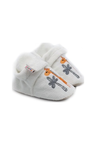 Funny Baby Nakışlı Cıtlı Rahat Panduf Esnek Ergonomik Yumuşacık Taban Özel Tasarım Organik Rahat Hava Alır Yüzey - Ekru