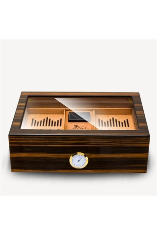 Lubinski Cedar Camlı Tepsili Puro Kutusu Humidor Kahve 100s
