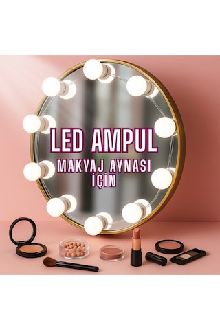 10lu Makyaj Masası Banyo Aynası Giyim Odası Aydınlatma Hollywood Nostaljik Led Lamba Ayna Hariç Çok Renkli