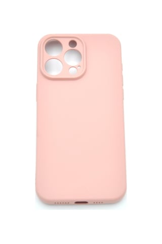 Apple Uyumlu iPhone 13 Pro Düz Renk Esnek Yumuşak Silikon Kılıf Rubber Pudra Pembe