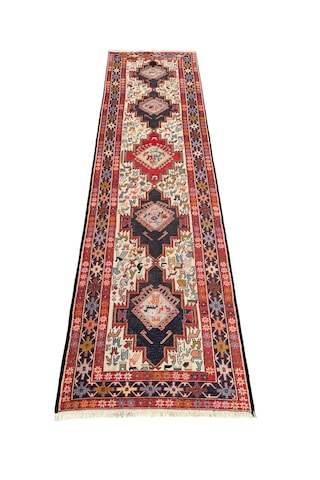 El Dokuma Sıfır İran Kilimi Yolluk 84x313 Yün Kök Boya Yolluk