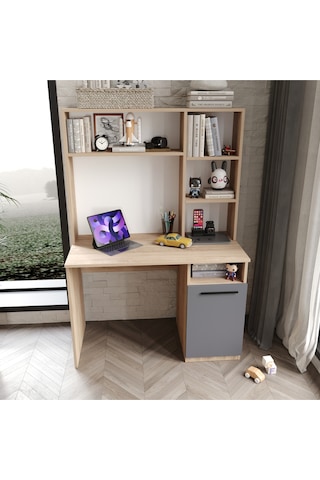 Afilli İzmir Çalışma Masası Flora Antrasit Tamamı Mdf Flora Antrasit