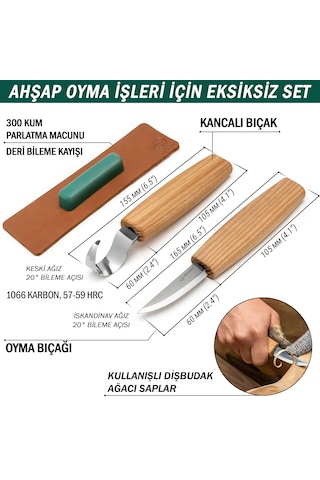 Beavercraft S01 Ahşap Kuksa Kaşık Oyma Bıçağı Seti 4 Parça