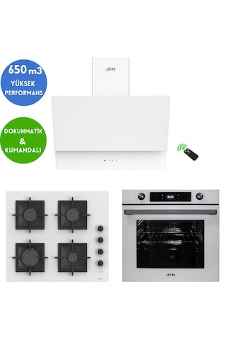 Afm Tech Ve Ferre Sarwi Turbolu Dijital Beyaz SC206-FA + FM7701 + FM3401 Ankastre Set