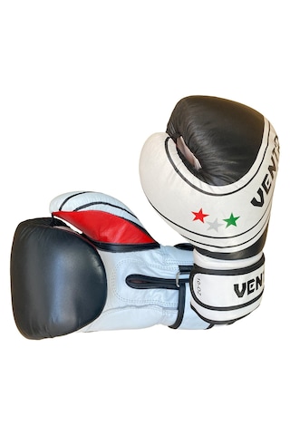 Vento Fury Hakiki Deri Boks Ve Kick Boks Eldiveni Siyah Beyaz Siyah - Beyaz