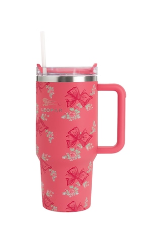 Pipetli 1,2 Litre Kulplu Çelik Termos Renkli - Kırmızı Kırmızı