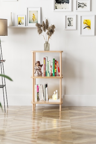 3 Raflı Ahşap Kitaplık Raf Ahşap Gazetelik Ayakkabılık -çam
