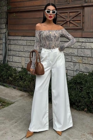 Modasize Bol Paça Palazzo Pantolon 0080 Ekru