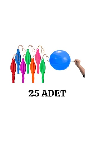 İpli Balon Lastikli Zıpzıp Balon Punch Panç Balon Büyük Boy 25'li