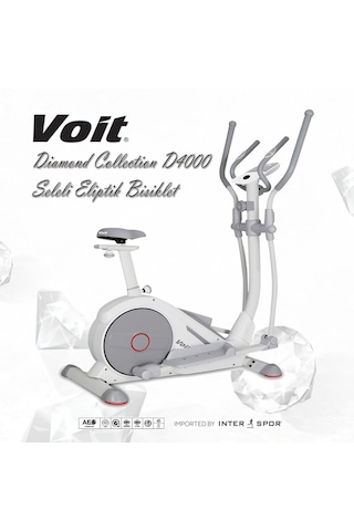 Voit D4000 Diamond Collection Seleli Eliptik Bisiklet 120 Kg Taşıma Kapasitesi İle 8 Kademe Direnç Mekanizması Beyaz