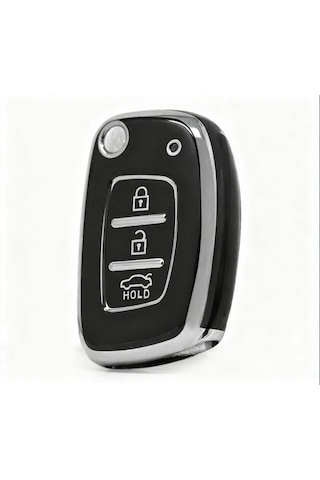 Autohan Keys Lüks Anahtar Kılıfı, Siyah Gümüş, Sustaıı Model, Hyundai Bayon I10 I20 Ix35 Elantra Tucson İçin