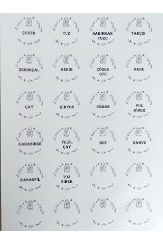 48 Adet 4 Cm Baharat Isimleri Kavanoz Baskılı Mat Etiket Sticker - 1 Sık Kullanılanlar