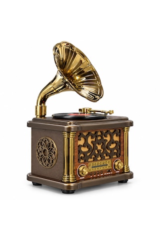 Ultratekno Fx-2503b Büyük Boy Retro Gramofon Tasarımlı Bluetooth Hoparlör Ve 3 Bant Radyo