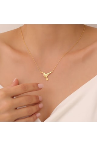 925 Ayar Gümüş Sinek Kuşu Kolye