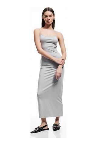 Koton Slim Fit İnce Askılı Uzun Elbise Gri 5sal80023ık Gri