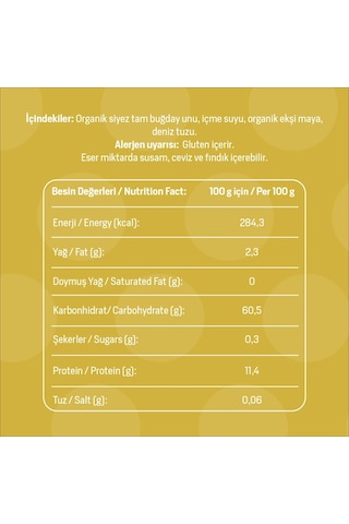 Baca Organik Organik Siyez Ekmeği 650 G