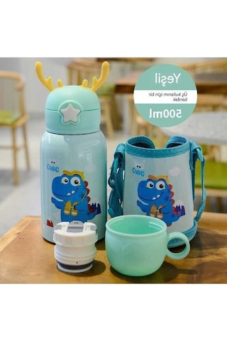 Pazly Yeşil Yeş Termos Paslanmazçelik Karikatür Jian Geyikçocuk Fincan Fan 304 Hc Yeşil