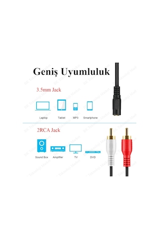 Feriot 3.5mm Stereo Dişi (f) To 2 X Rca Erkek (m) Ses Kablosu