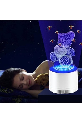 Fortunelane 3d Ayı Desenli Elektrikli Emici Tip Kovucu Işık, Akrilik Pp Malzeme, 3w 1.2m Kablolu, 255g Ağırlık