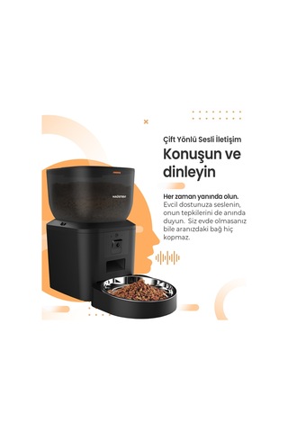 Qq029 Kameralı 1080p Gece Görüş, Akıllı Otomatik Kedi Köpek Mama Kabı, 2.4ghz/5ghz, 4lt, Metal Kase