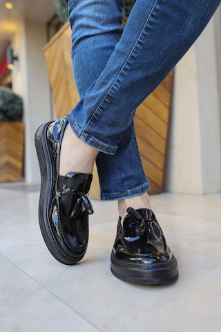Roof Atelier Erkek Siyah Rugan Püskül Detaylı Loafer Ayakkabı - 127 - Rst Loafer-x Siyah