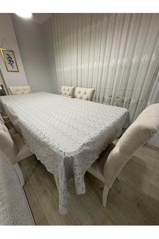Brode Nakış Işlemeli Dertsiz Masa Örtüsü 150x250 Gri