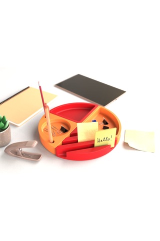 Tıdy Grıd - Desk Organizer Manyetik Modüler Mıknatıslı Masaüstü Düzenleyici Kalemlik Turuncu - Kırmızı