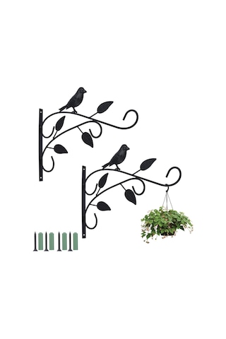 2'li Paket Duvara Monte Bitki Kancaları, Asılı Sepet Braketleri, İç Mekan Fenerleri, Dış Mekan Kuş Yemlikleri Ve Rüzgar Çanı Dekorasyonu İçin 12 İnç Demir Asılı Saksı Diğer