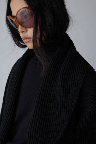 Suud Collection Siyah Mana Oversize Yün Triko Hırka