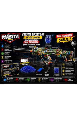 Masita Gel Blaster Su Topu Su Maymuncuğu Atan Oyuncak Şarjlı Tam Otomatik. 70 Cm Karma Renk Ve Model Gönderilir Çok Renkli