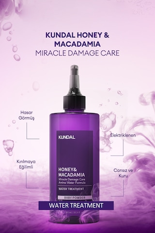Yoğun Bakım Sağlayan Sıvı Saç Kremi Kundal Miracle Damage Care Water Treatment 300ml Baby Powder