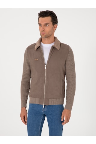 Cacharel Vizon Slim Fit Triko Hırka Kahverengi