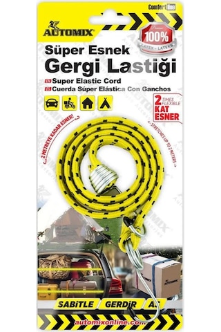Automix Süper Esnek Gergi Lastiği 2 Metreye Kadar Esneyen Bagaj Ahtapotu Üniversal %100 Lateks Tekli 044903 1 Adet
